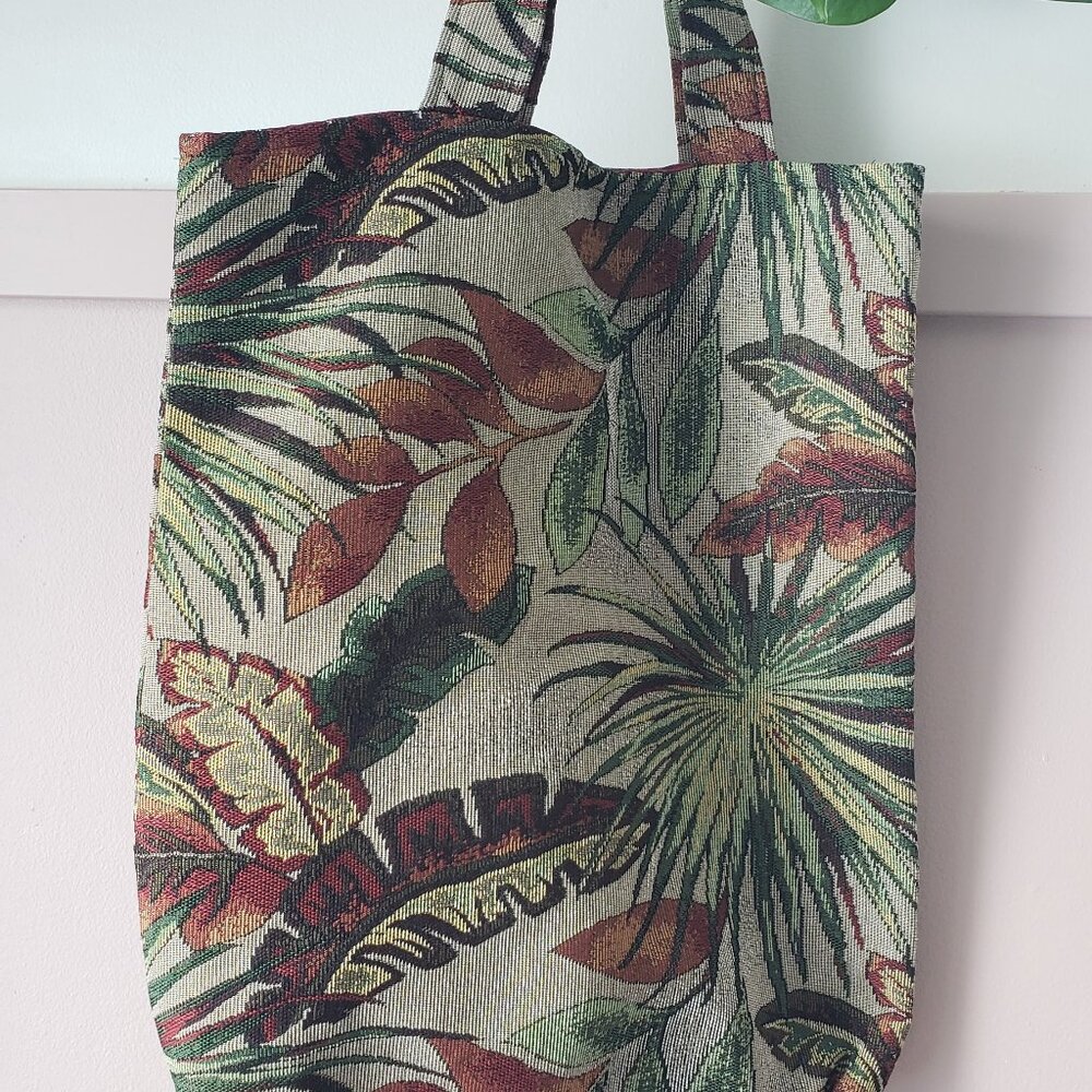 Handmade Tropical Palm Leaf Tapestry Tote Bag